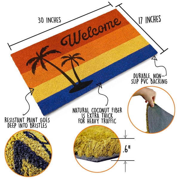 welcome mat with palm tree palm tree welcome mat palm door mat palm tree patio mat outdoor palm tree rug door mat florida florida door mat hawaiian door mat palm tree mat