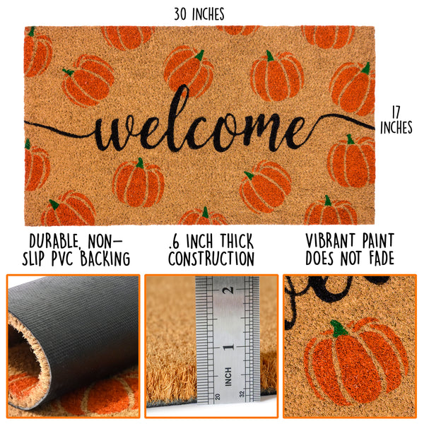 Halloween Pumpkin-themed Coir Door Mat 30x17 Inch