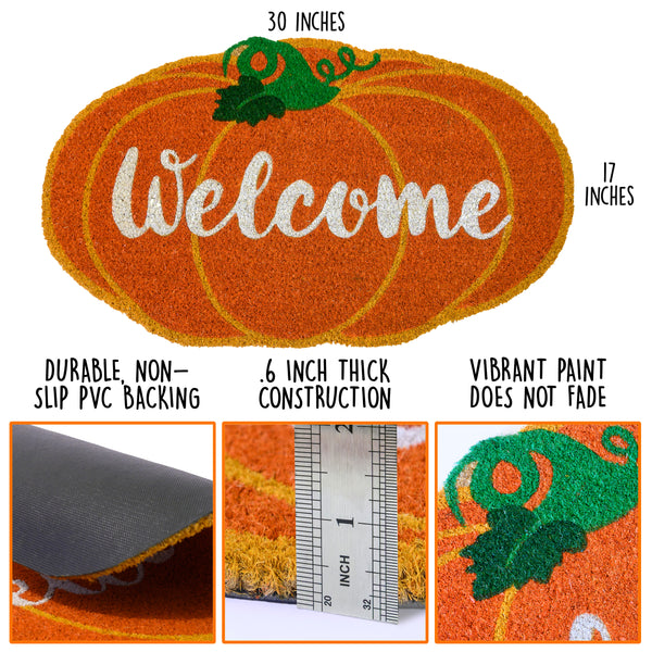 Halloween Pumpkin-themed Coir Door Mat 30x17 Inch