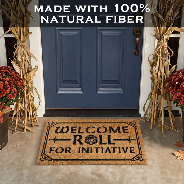 Roll for Initiative Door Mat Coir Outdoor 30x17 Inch