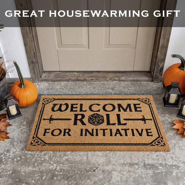 Roll for Initiative Door Mat Coir Outdoor 30x17 Inch