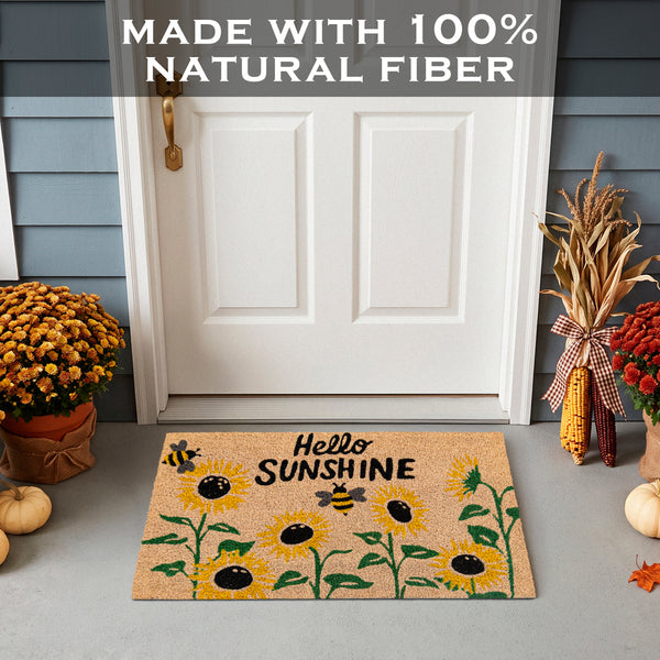 Hello Sunshine Sunflower Welcome Mat 30x17 Inch