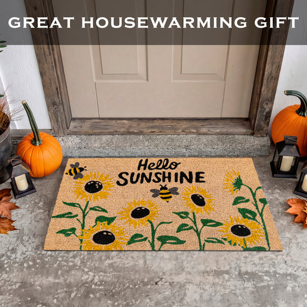 Hello Sunshine Sunflower Welcome Mat 30x17 Inch