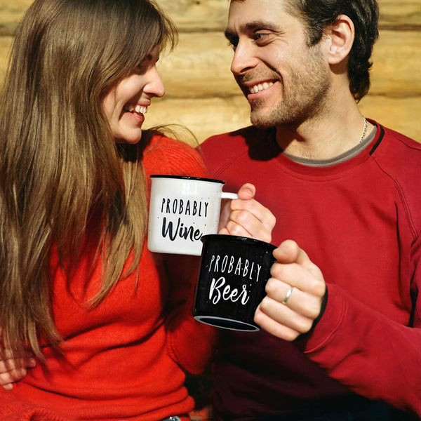 probably wine beer couple ceramic mug set campfire 