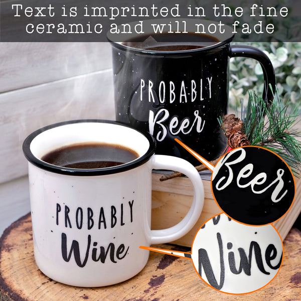 probably wine beer couple ceramic mug set campfire 