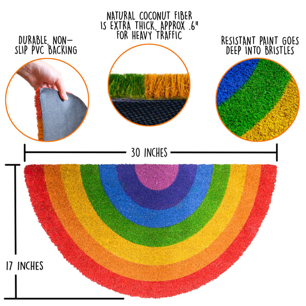 rainbow arc coir door mat outdoor rug 