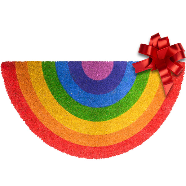 rainbow arc coir door mat outdoor rug 