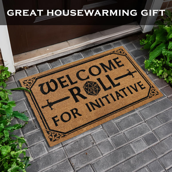 roll for initiative coir door mat 