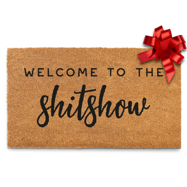 welcome to the shitshow funny coir outdoor mat 