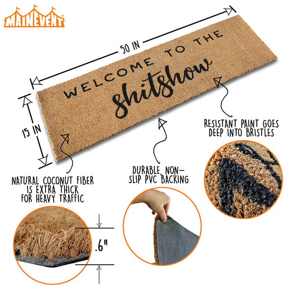 welcome to the shitshow funny coir outdoor mat 