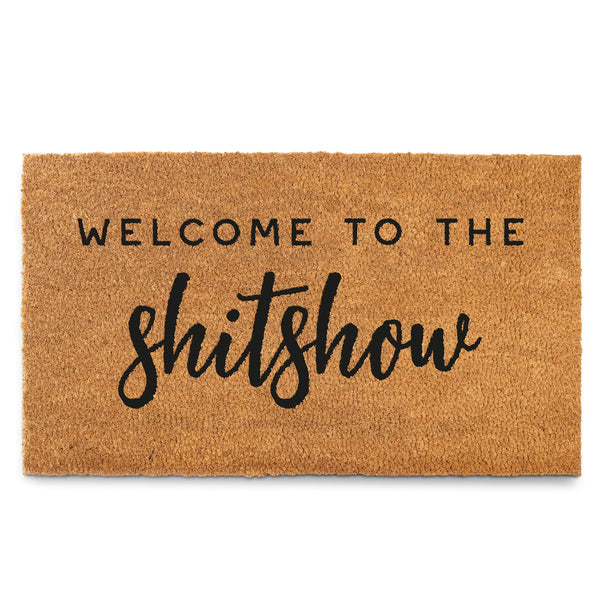 welcome to the shitshow funny coir outdoor mat 