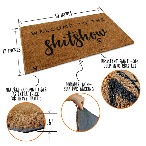 welcome to the shitshow funny coir outdoor mat 