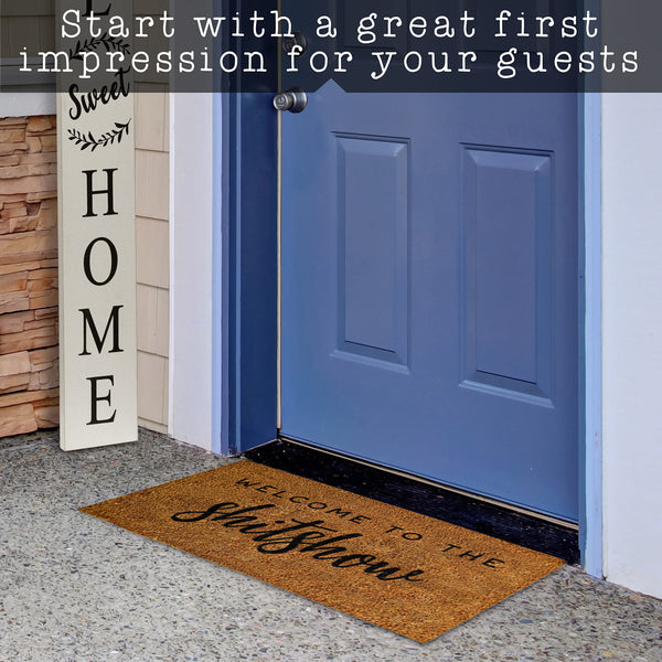 welcome to the shitshow funny coir outdoor mat 