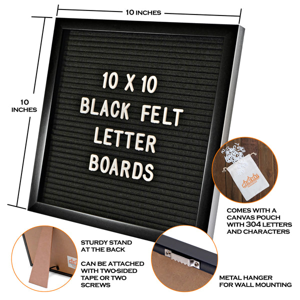 all black felt letter board sign white 10x10 inch