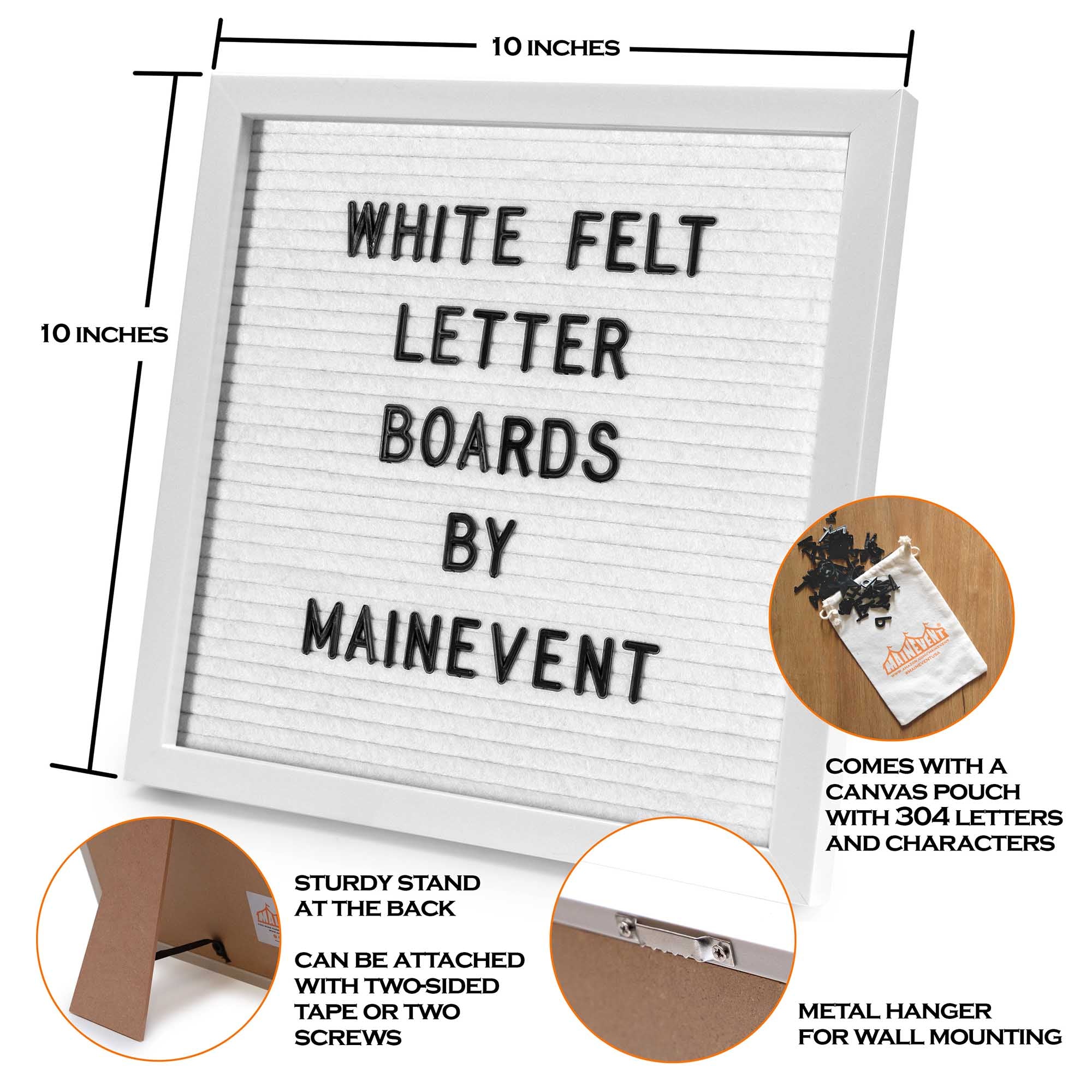 All White Felt Letter Board Precut 10x10 inch