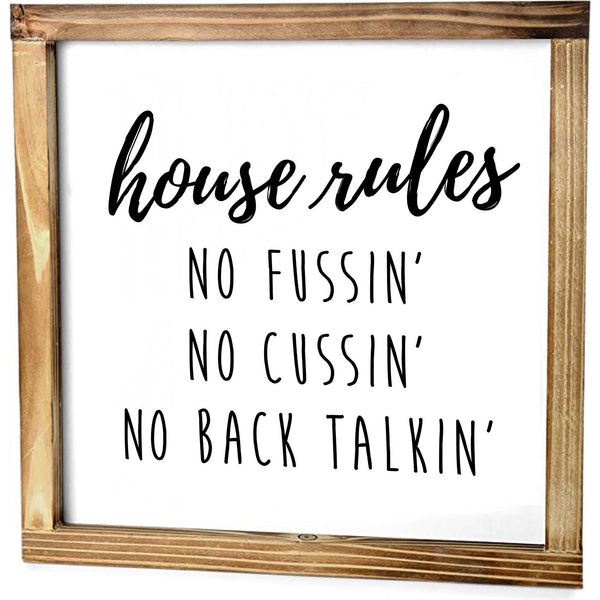 house rules sign 12x12 inch family sign
