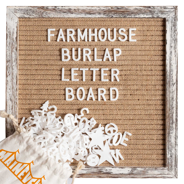 burlap letter board farmhouse decor 12x17 inch shabby