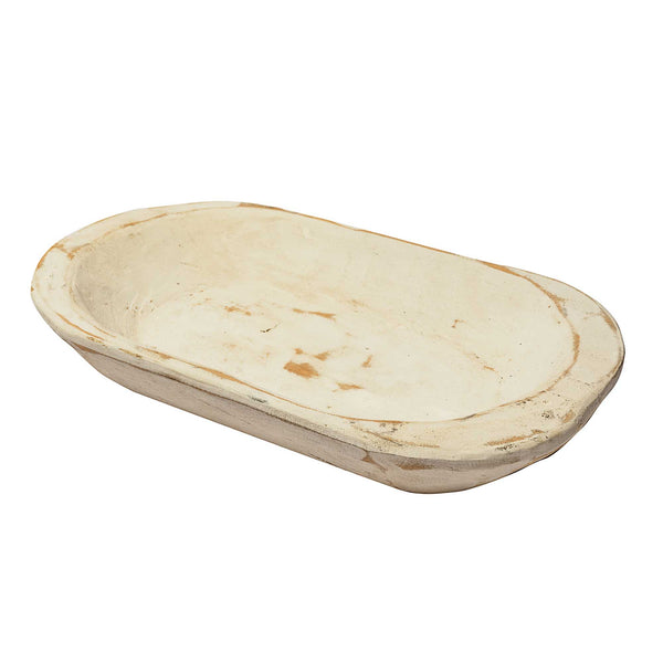 wooden dough bowls centerpiece 10x6 inch white