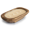 Wooden Dough Bowl Waxed Candle Boat 10 inches
