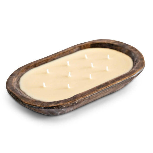 wooden dough bowl candles 10x14 inch waxed