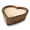 6 inches Wooden Dough Bowl Heart Waxed Candle