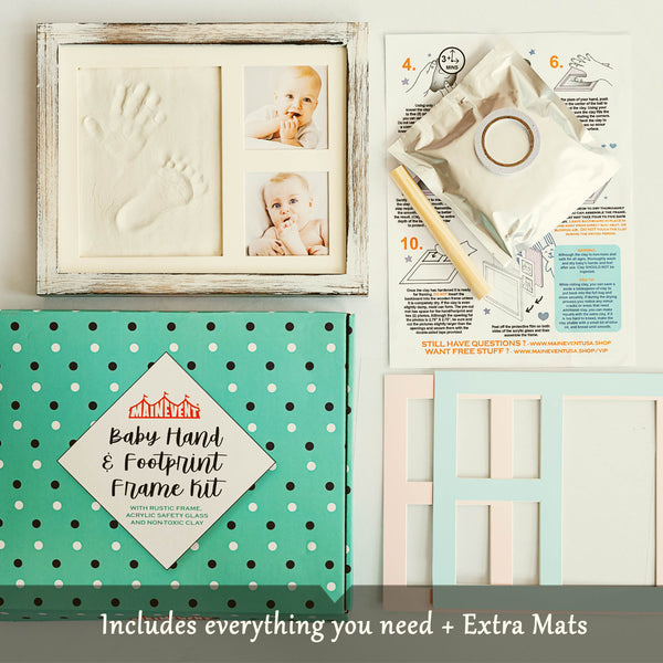 Grey Frame Farmhouse Baby Handprint Kit