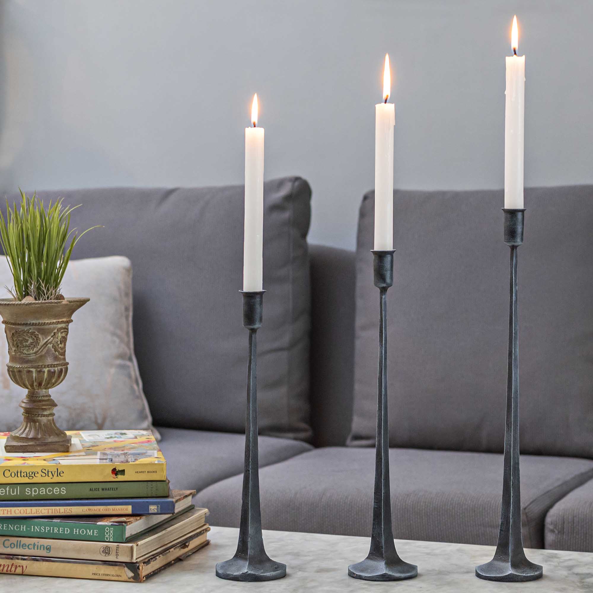 Tall Black Metal Taper Candle Holder