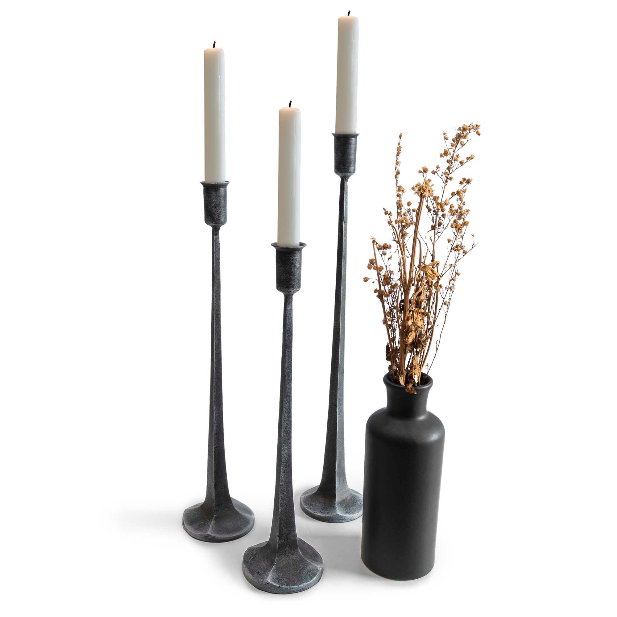 Mainstays Decorative Metal Taper Candle Holders, Set of 3, Black