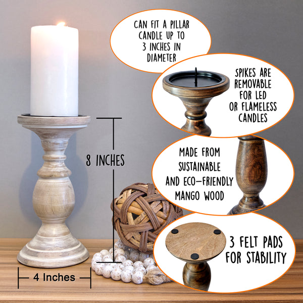 Candle Holder Single 8 Inch (White)