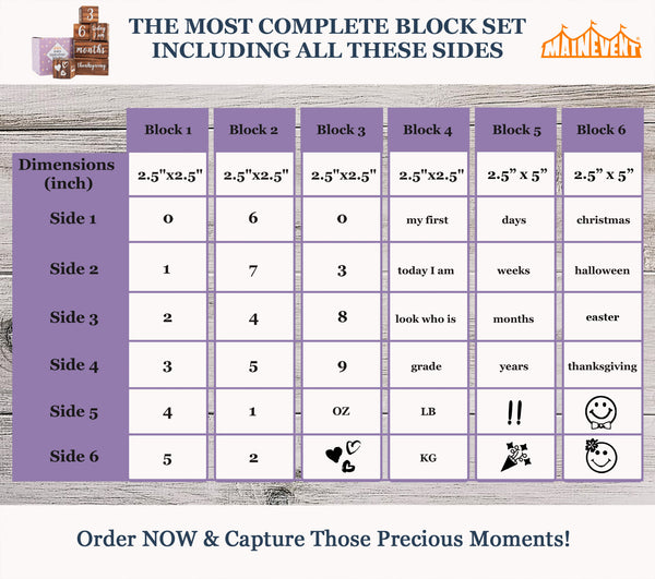 Baby Monthly Milestone Blocks - 6 Blocks With Holidays, Calendar Days and Other Bonuses!