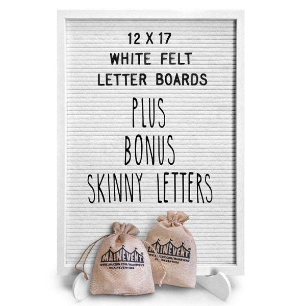 felt letter board sign skinny letters 12x17 inch white