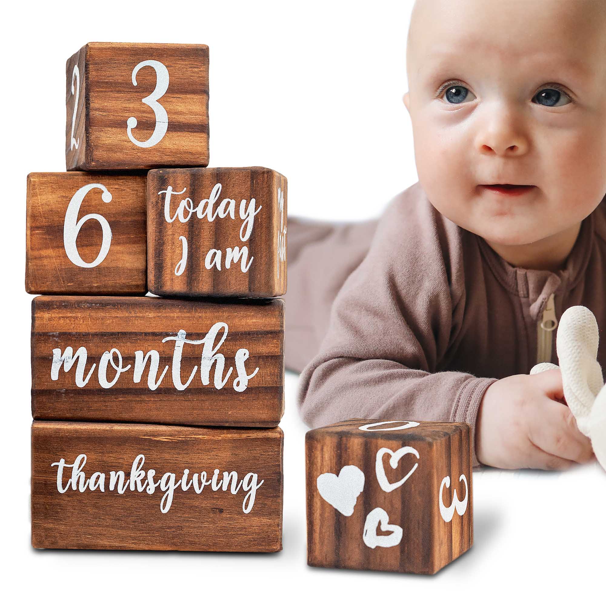 Wooden Milestone Baby Blocks
