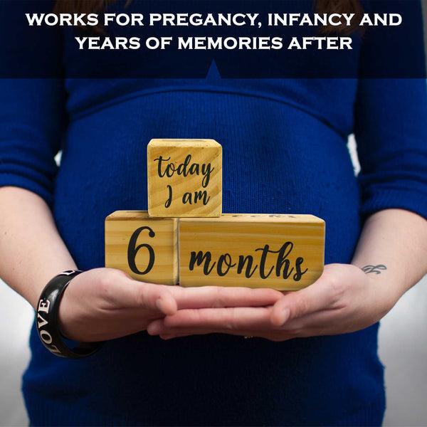 natural wood baby monthly milestone blocks baby age