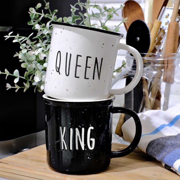 king queen coffee mug set of 2 11 ounce couple