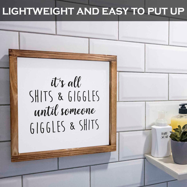 it's all shits giggles funny bathroom sign 12x12 inch