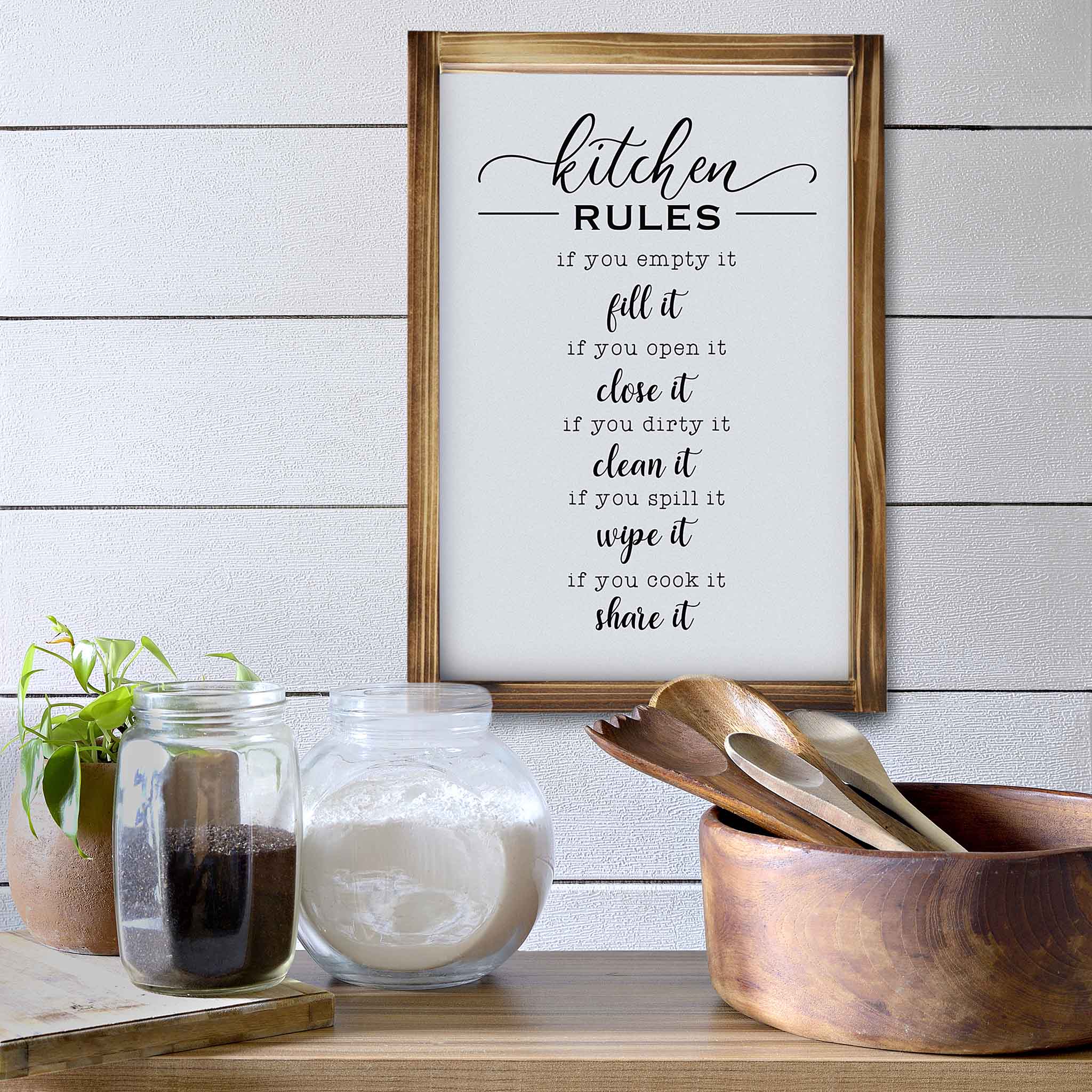 Kitchen Rules Sign - Farmhouse Kitchen Wall Decor
