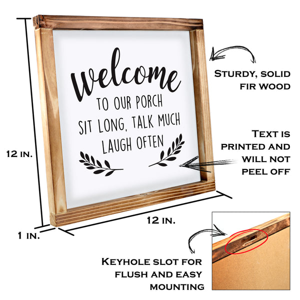 Welcome to Our Porch Sign Outdoor 12x12 Inch