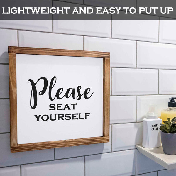 please seat yourself bathroom sign 12x12 inch
