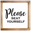 Please Seat Yourself Bathroom Sign 12x12 In Wood Framed Rustic Bathroom Decor