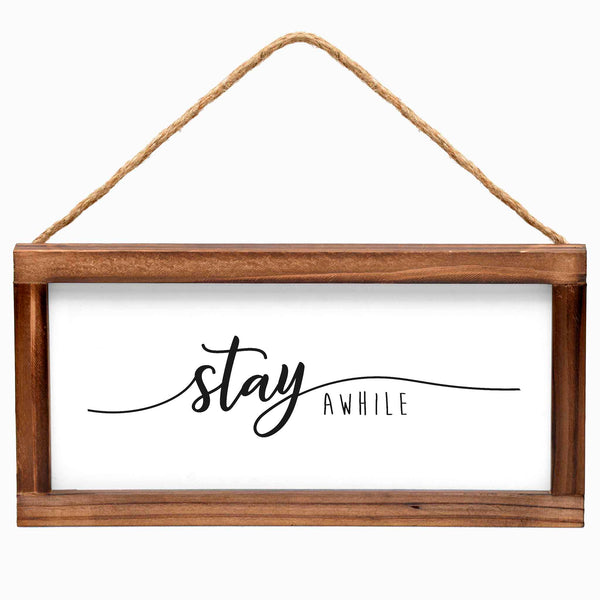 stay awhile signs for home decor 6x12 inch farmhouse