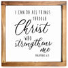 I Can Do All Things Through Christ Wall Art Sign 12x12 Inch - Christian Wall Art