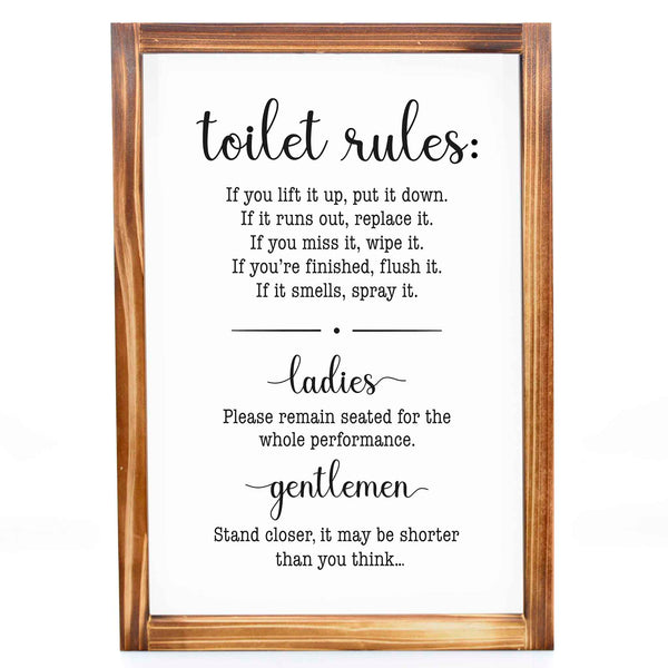 toilet rules bathroom sign 11x16 inch