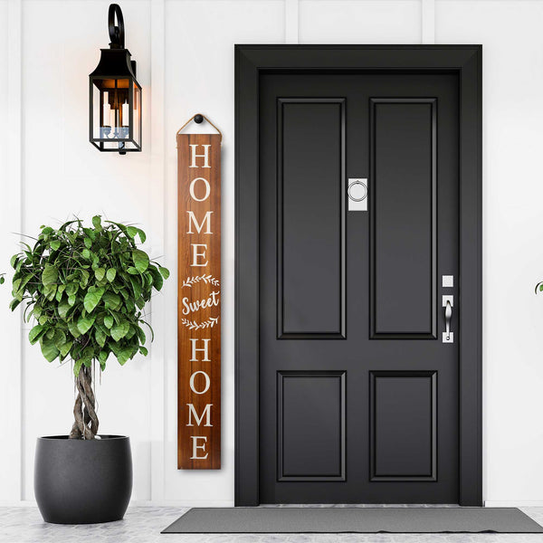 tall outdoor welcome sign front door 2 sided 5 ft brown