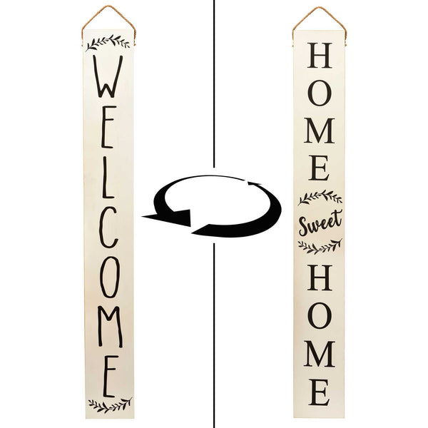 tall outdoor welcome sign front door 2 sided 5 ft white
