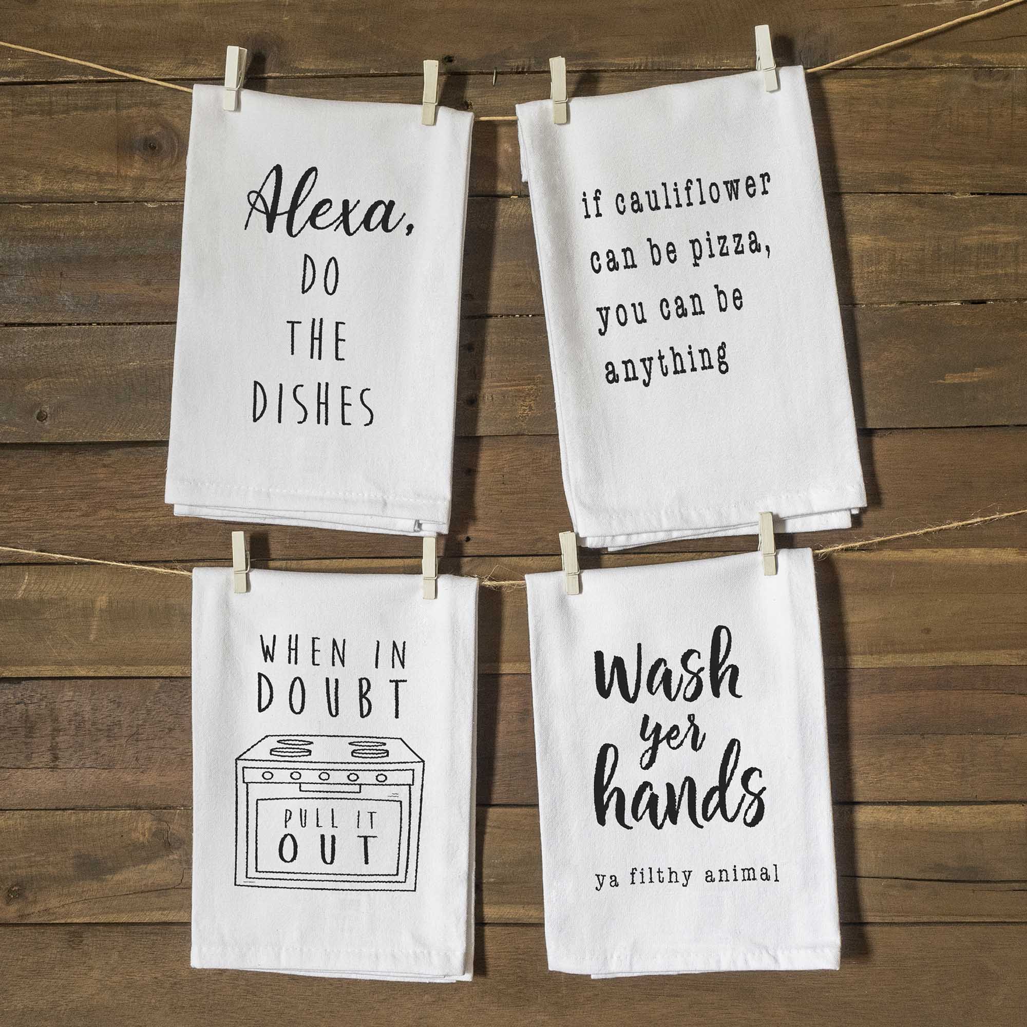 MAINEVENT Funny Kitchen Towel 4 Pack 18x24 Inch, Set of 4 Cute Kitchen  Towel, Funny Dish Towel Saying, Funny Housewarming Gift Funny Hand Towel  Alexa