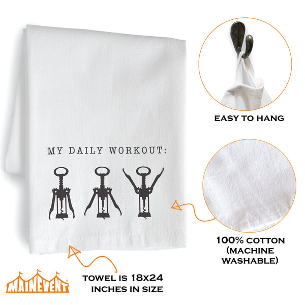 my daily workout funny kitchen towel saying 18x24 inch