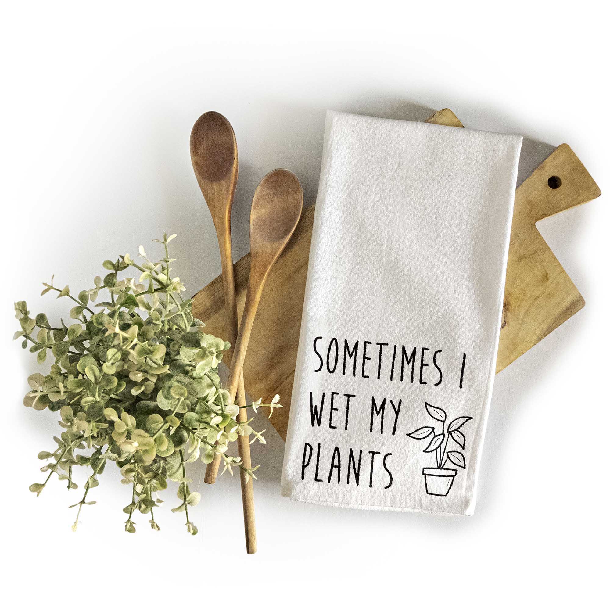 Tag Dish Kitchen Towels plants Green Life is Short Hang in there
