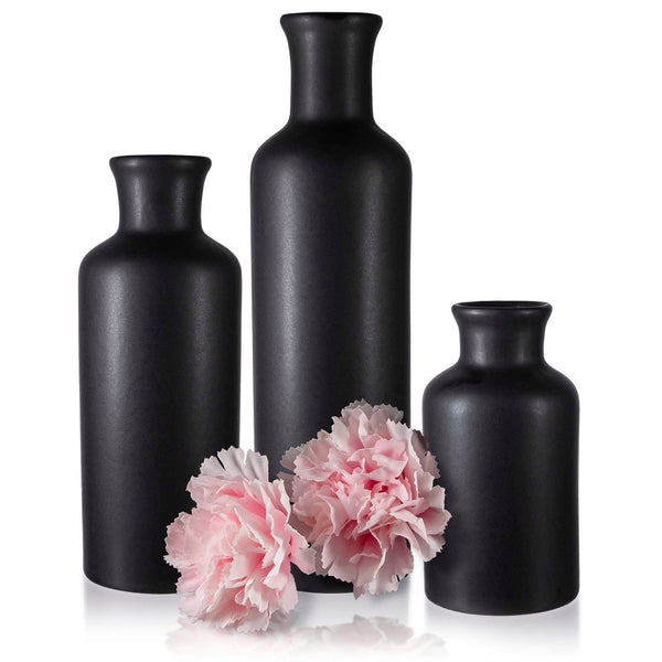vases set of 3 matte black farmhouse vase for decor 