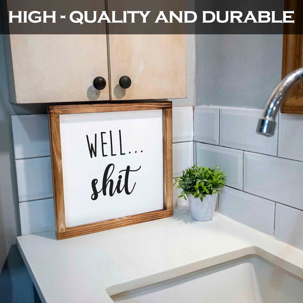 well shit farmhouse bathroom sign home decor 
